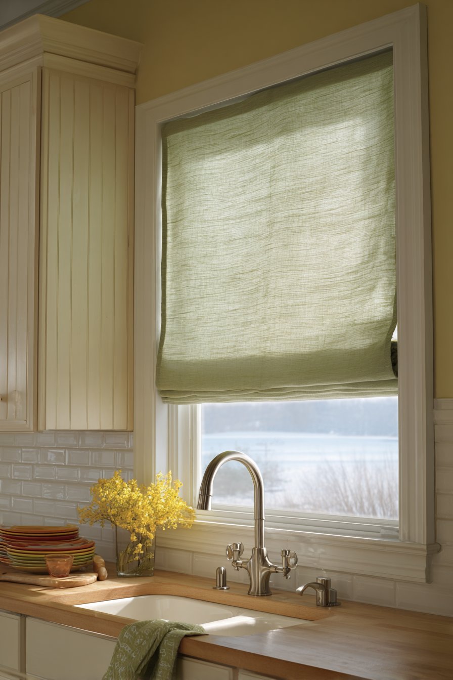 Olive Green Linen Window Treatment
