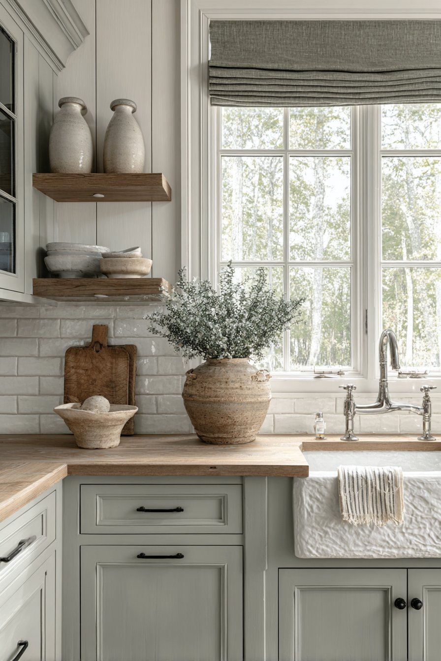 Olive Green Linen Window Treatment