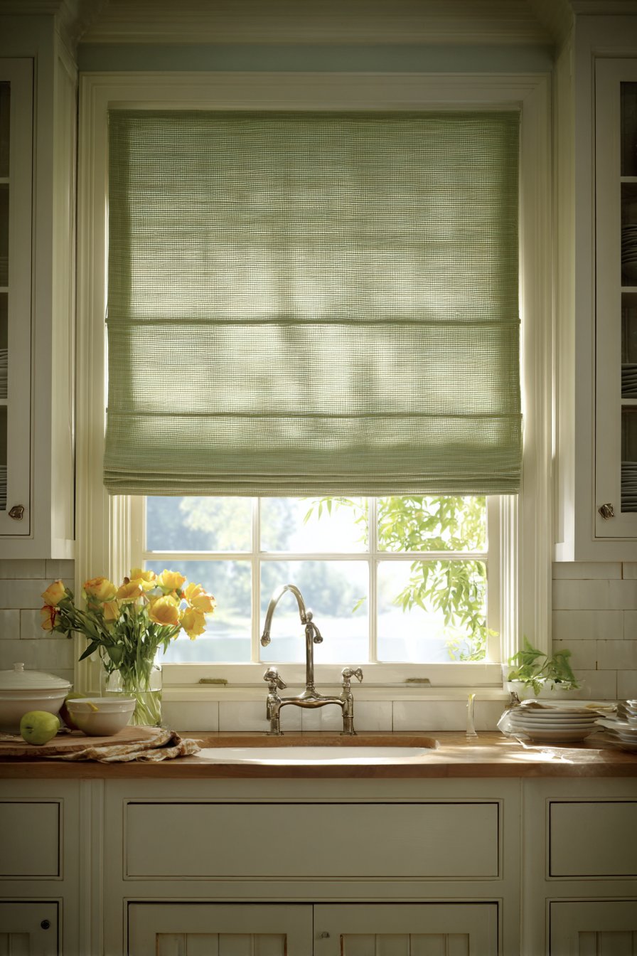 Olive Green Linen Window Treatment
