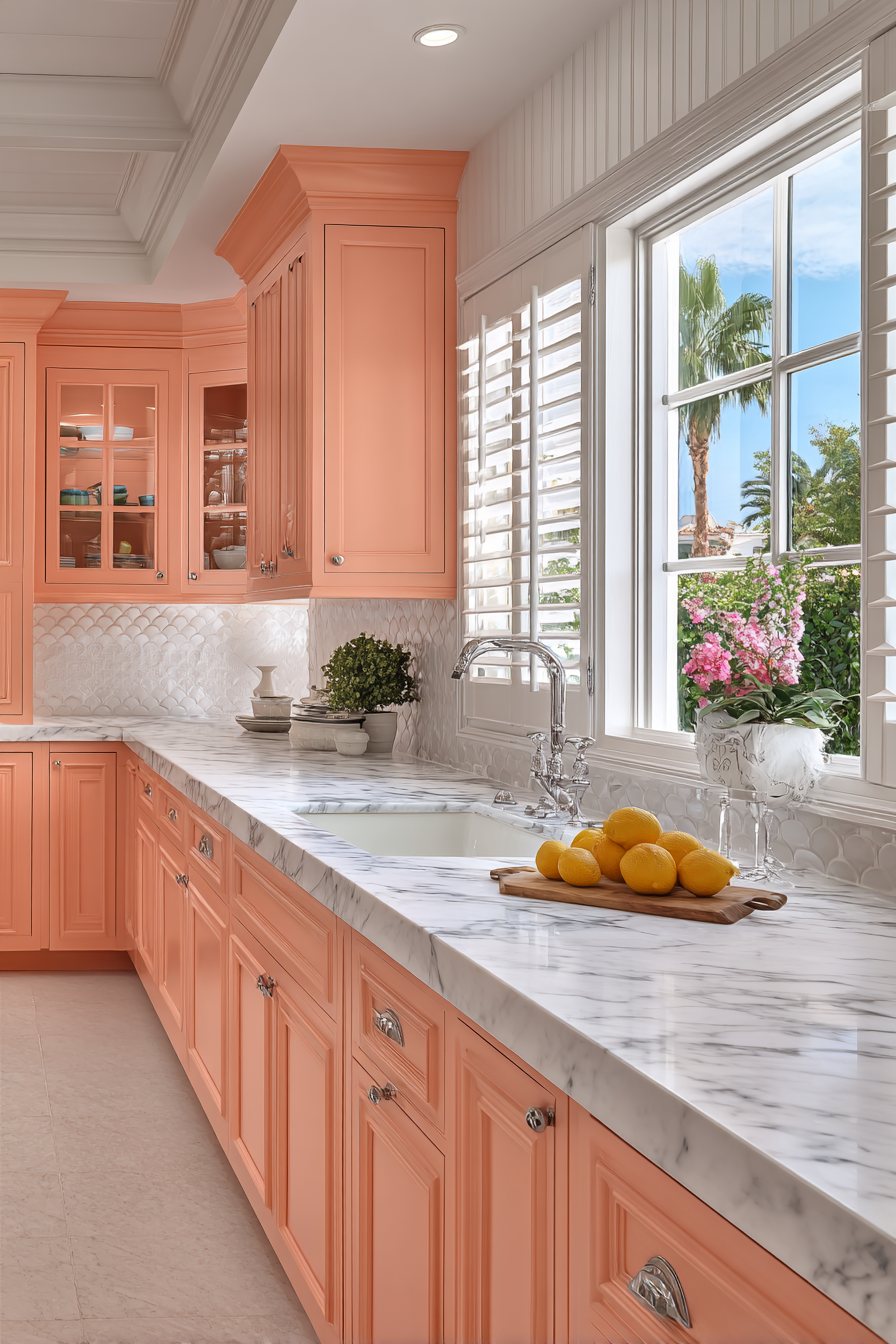 Coastal Coral Orange Kitchen
