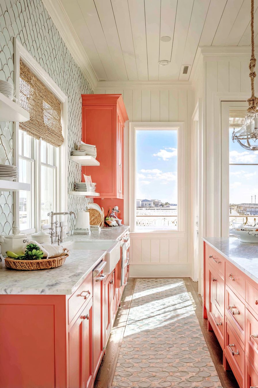 Coastal Coral Orange Kitchen