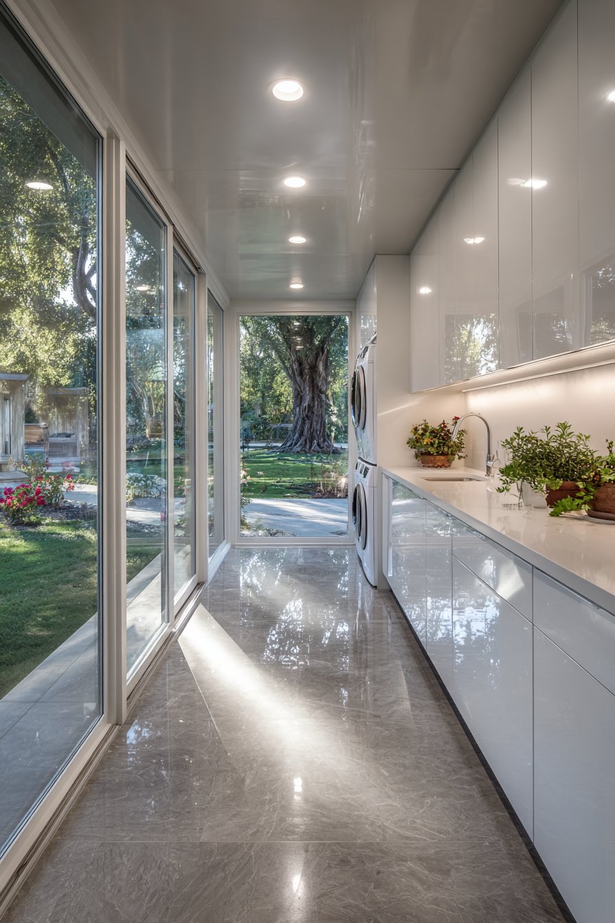 Glass-Enclosed Sunroom Laundry Addition