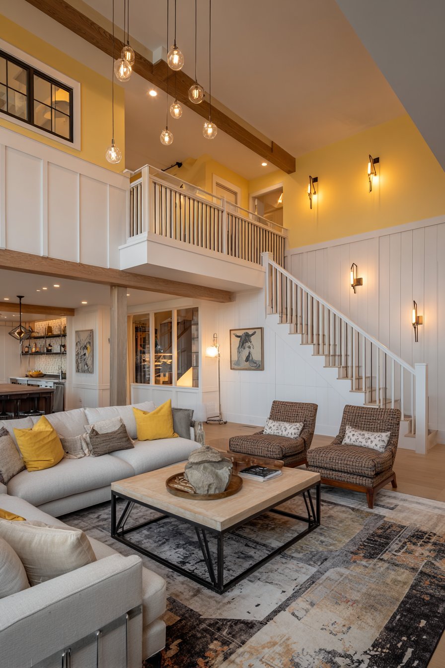 Two-Tone Shiplap Walls with Vintage Sconces