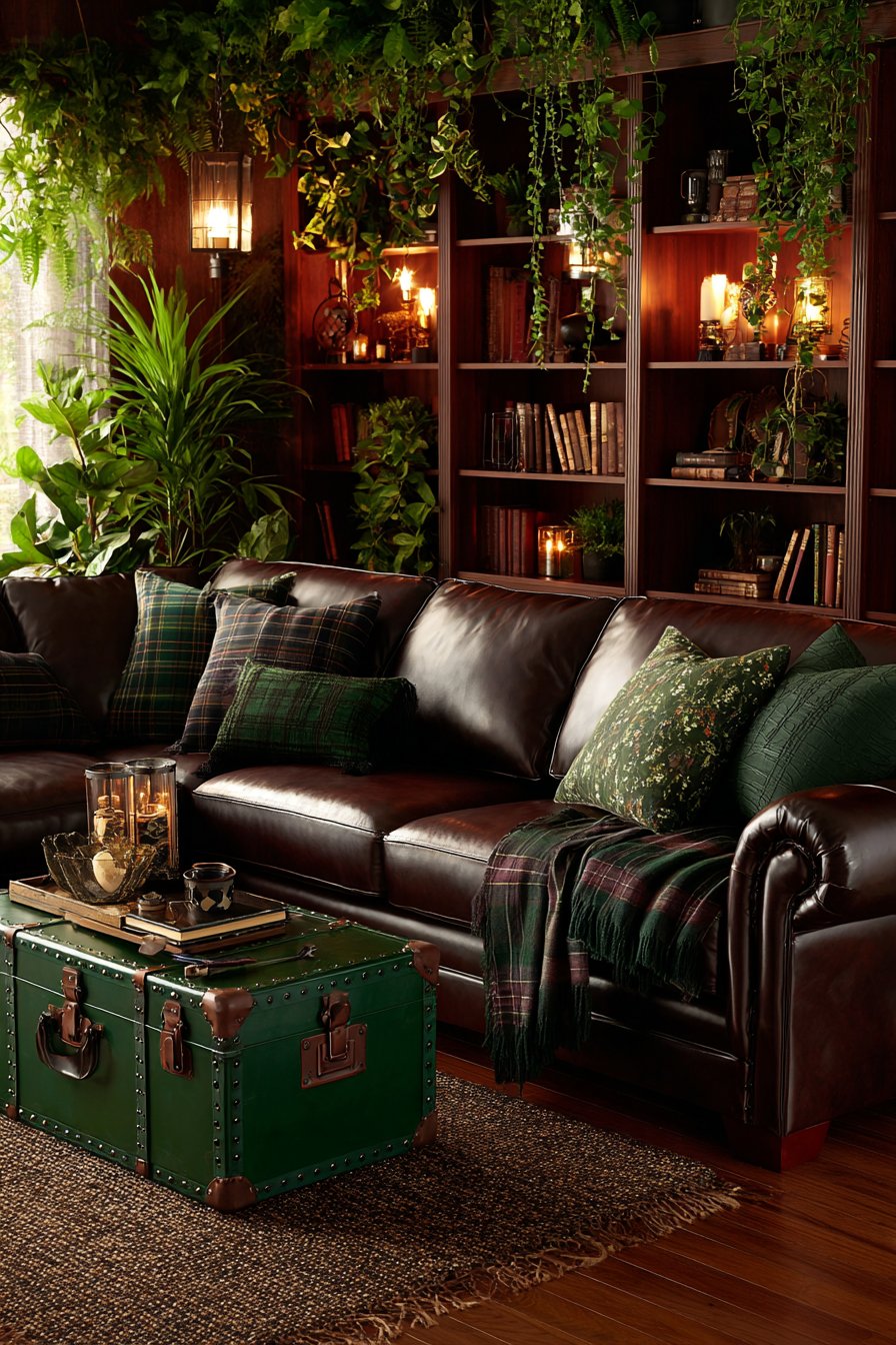 Chocolate Tufted with Cherry Wood Layering