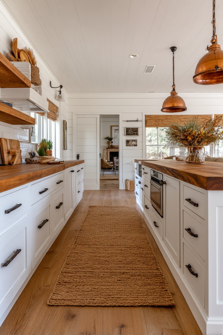 Brick Wall with Live Edge Shelving