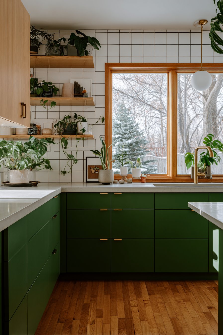 Scandinavian Sage Green with Blonde Wood