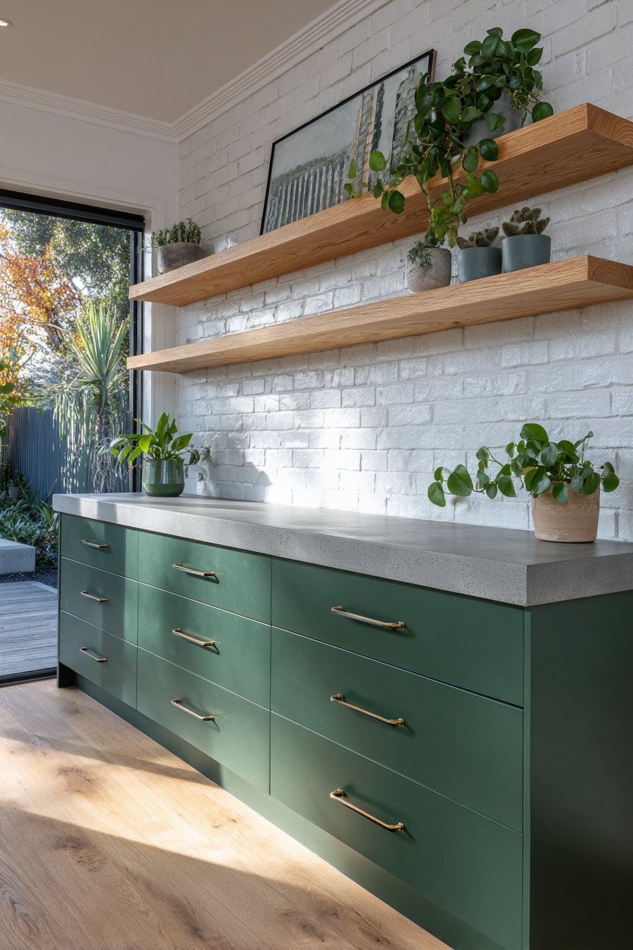 Scandinavian Sage Green with Blonde Wood