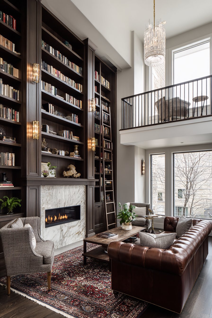 Library Wall with Rolling Ladder