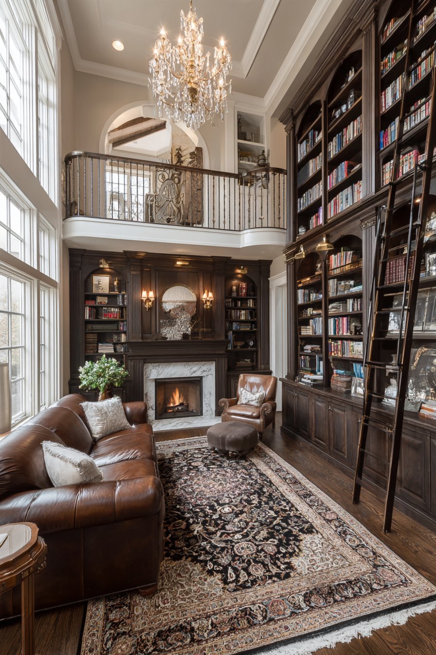 Library Wall with Rolling Ladder