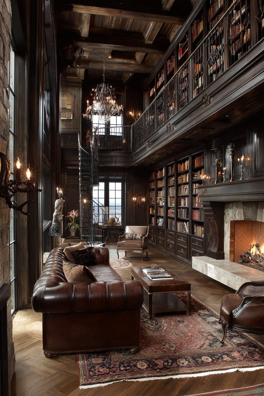 Library Wall with Rolling Ladder