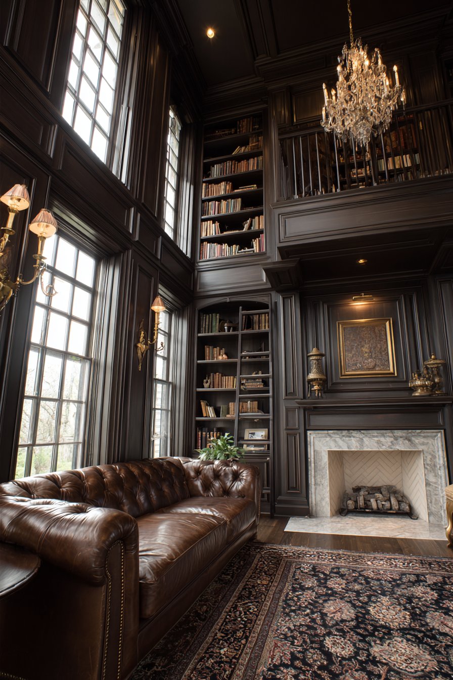 Library Wall with Rolling Ladder