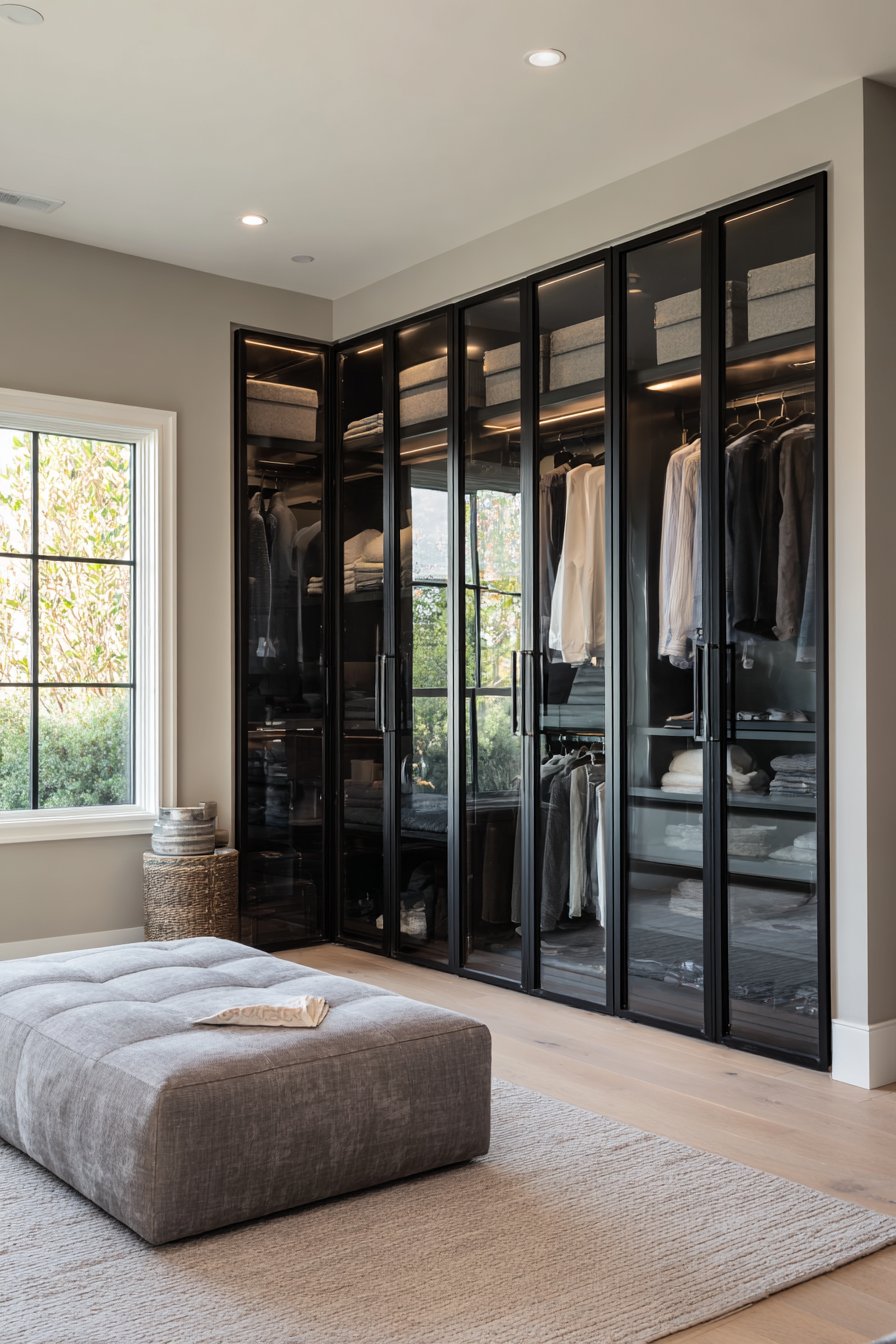 Floor-to-Ceiling Glass Wardrobe System