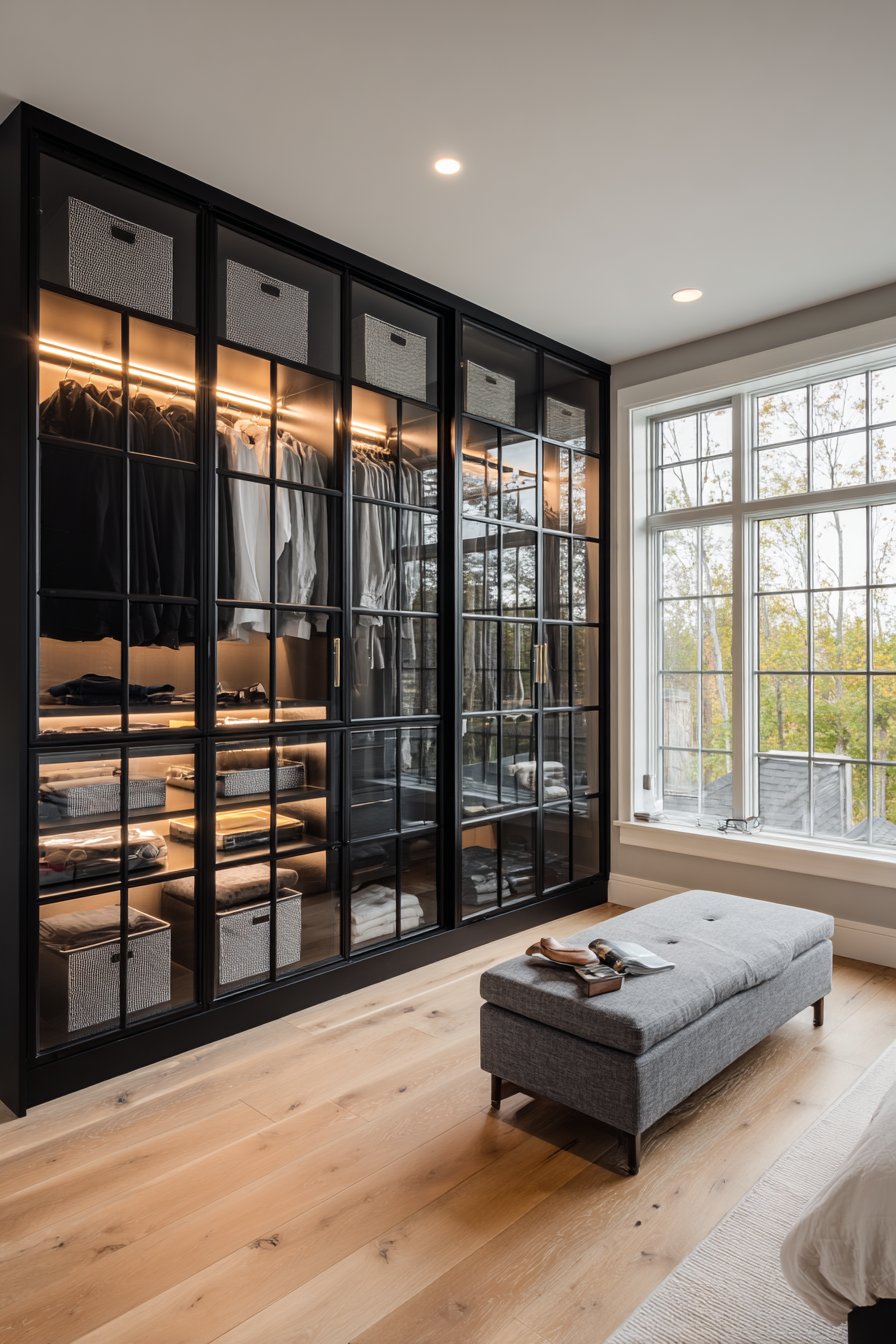 Floor-to-Ceiling Glass Wardrobe System