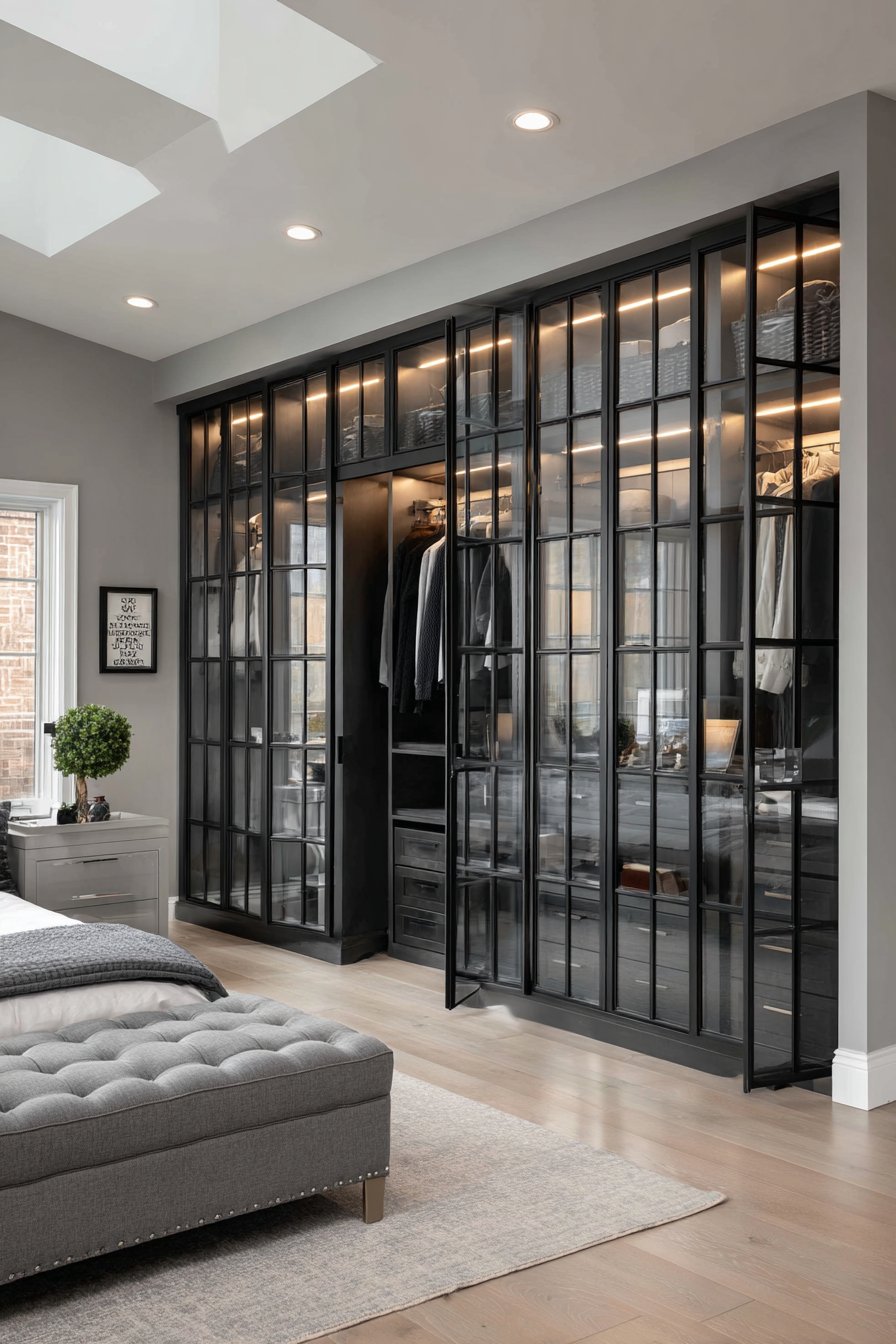 Floor-to-Ceiling Glass Wardrobe System