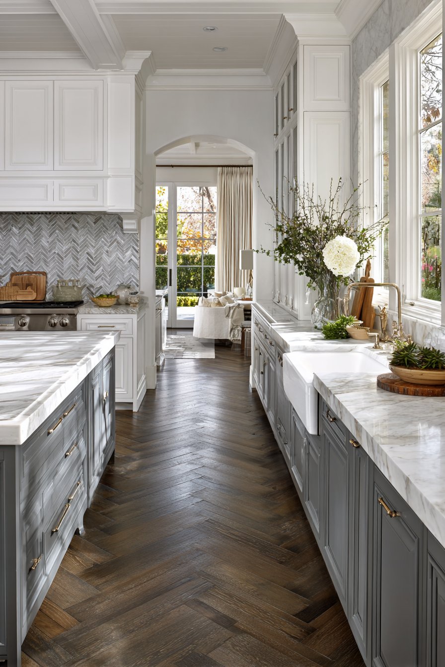 Elegant Two-Tone Grey and White Kitchen