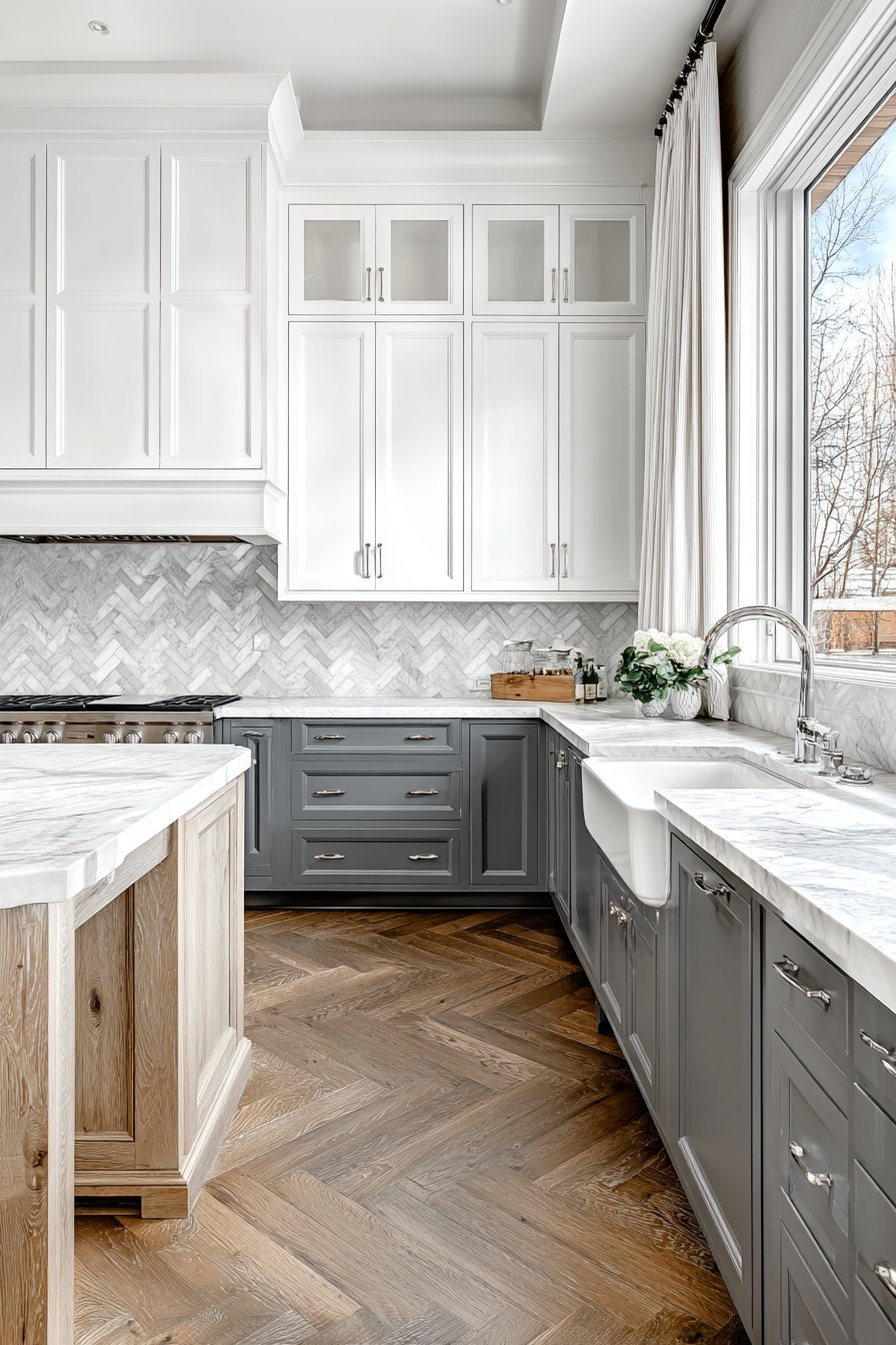 Elegant Two-Tone Grey and White Kitchen