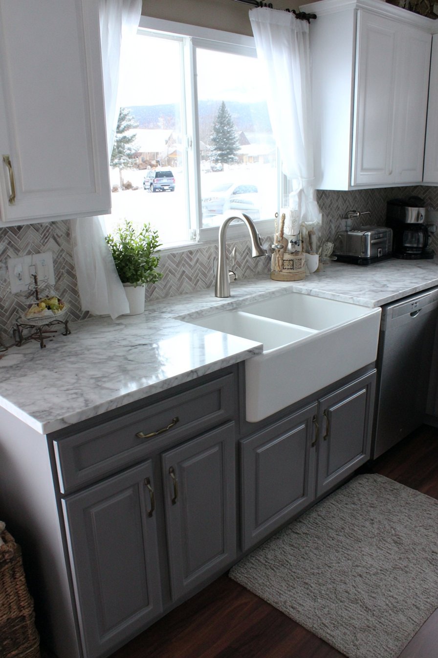 Elegant Two-Tone Grey and White Kitchen