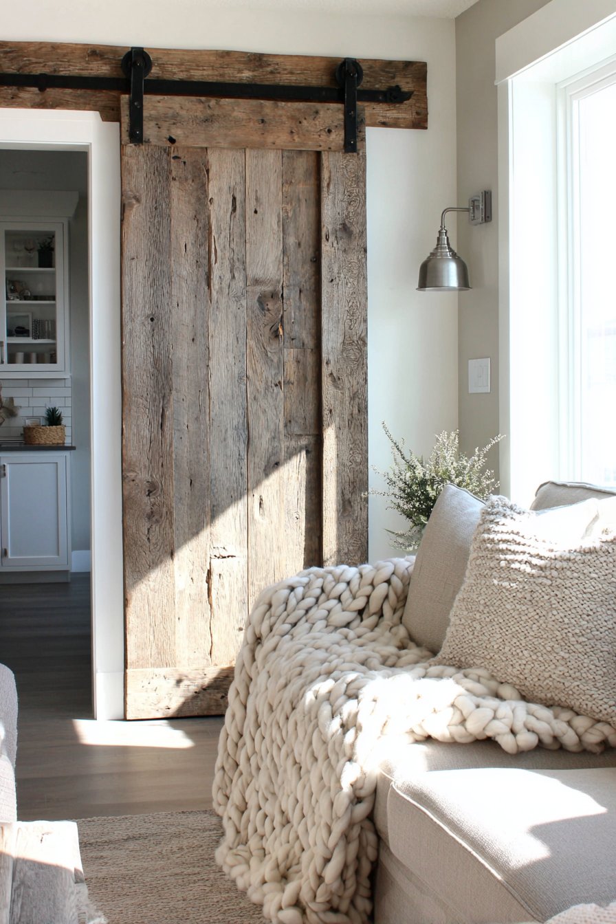 Modern Farmhouse Sliding Barn Door Art Installation