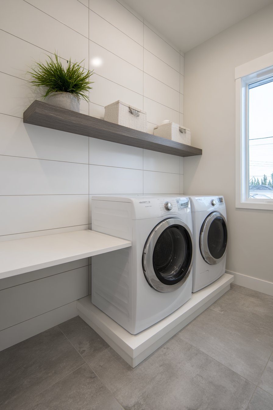 White Platform with Natural Ash Shelves