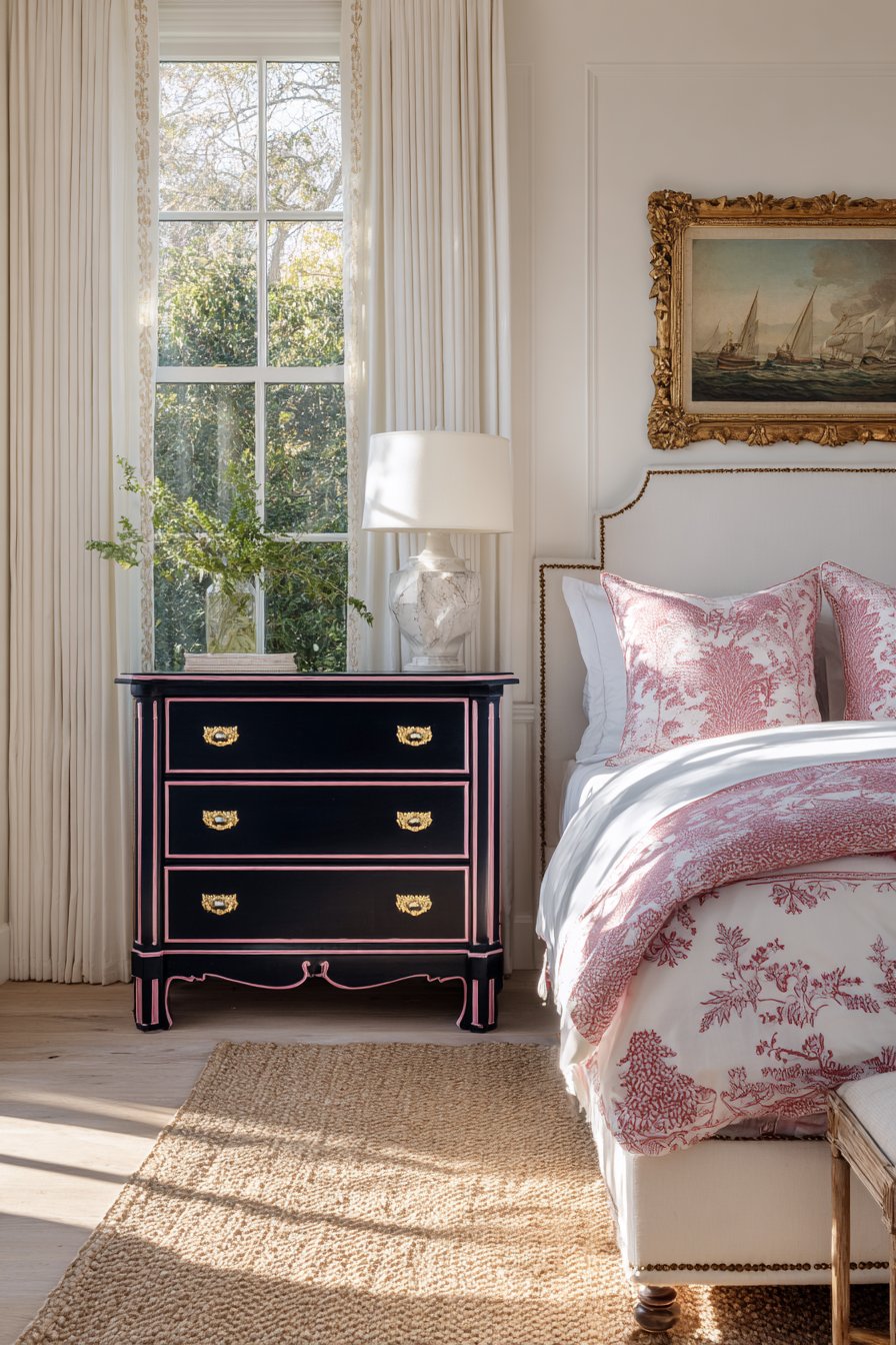 Navy and Pink Moroccan-Inspired Bedroom