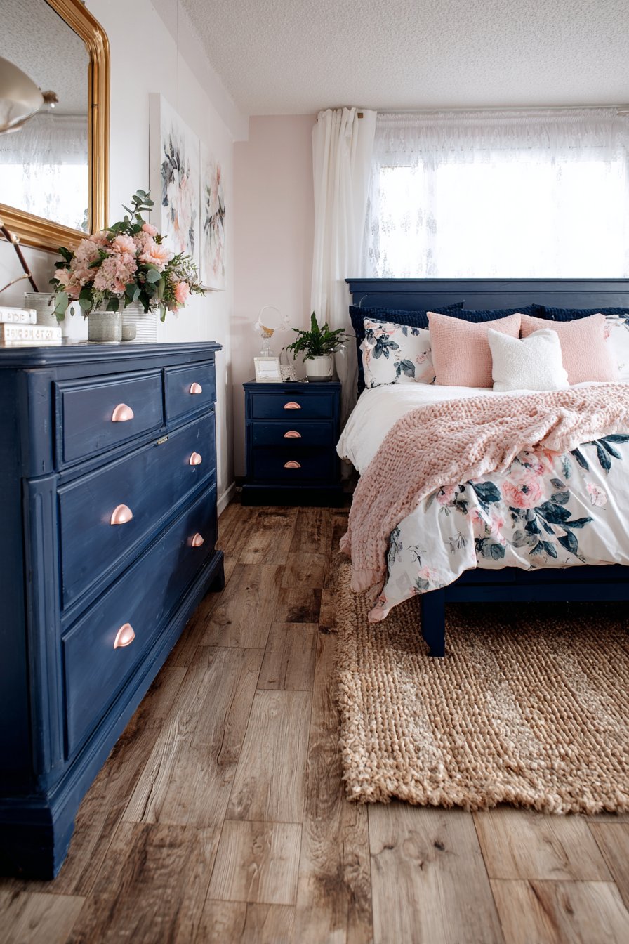 Navy and Pink Moroccan-Inspired Bedroom
