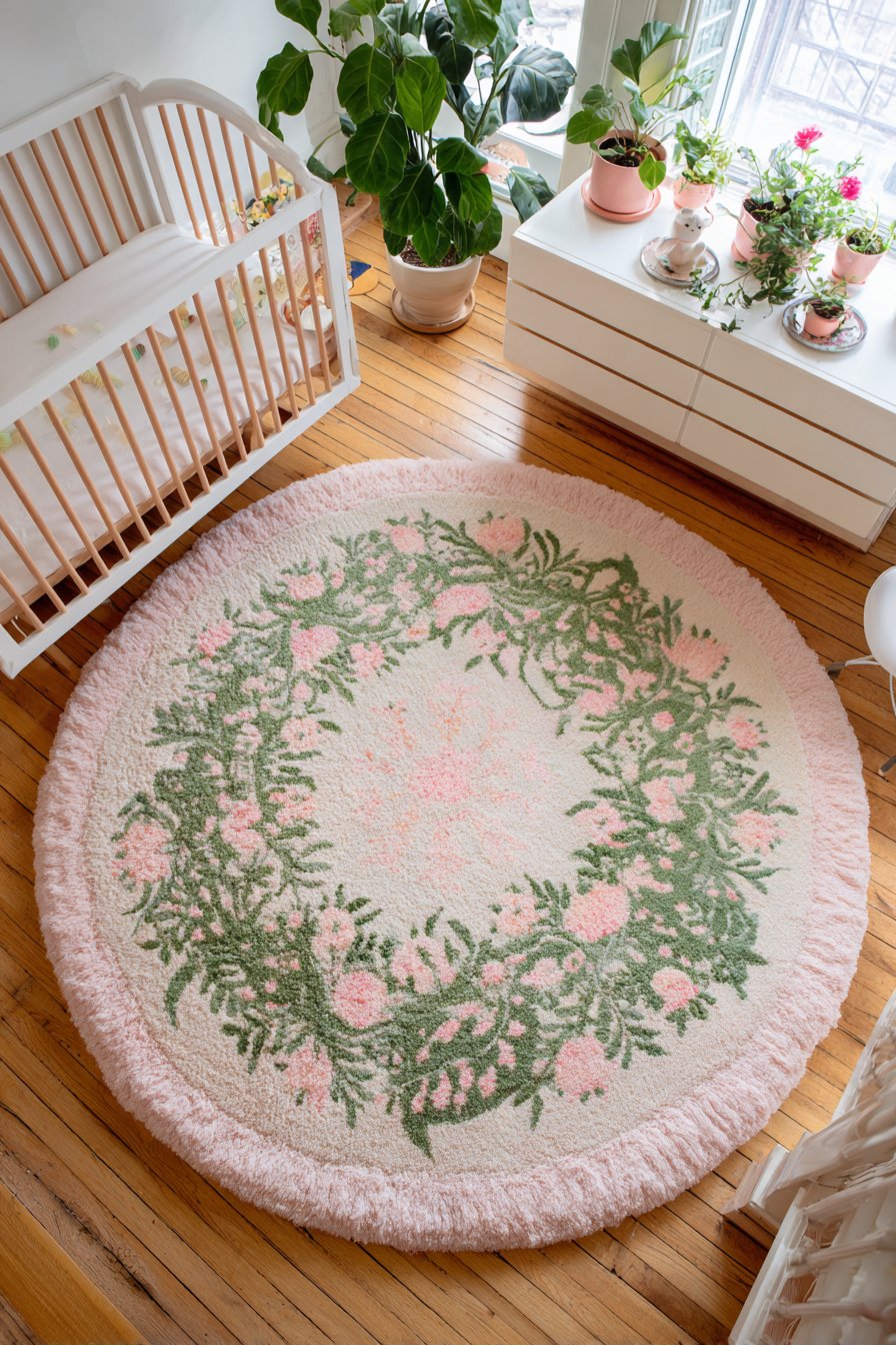 Foundation Rug with Botanical Pattern