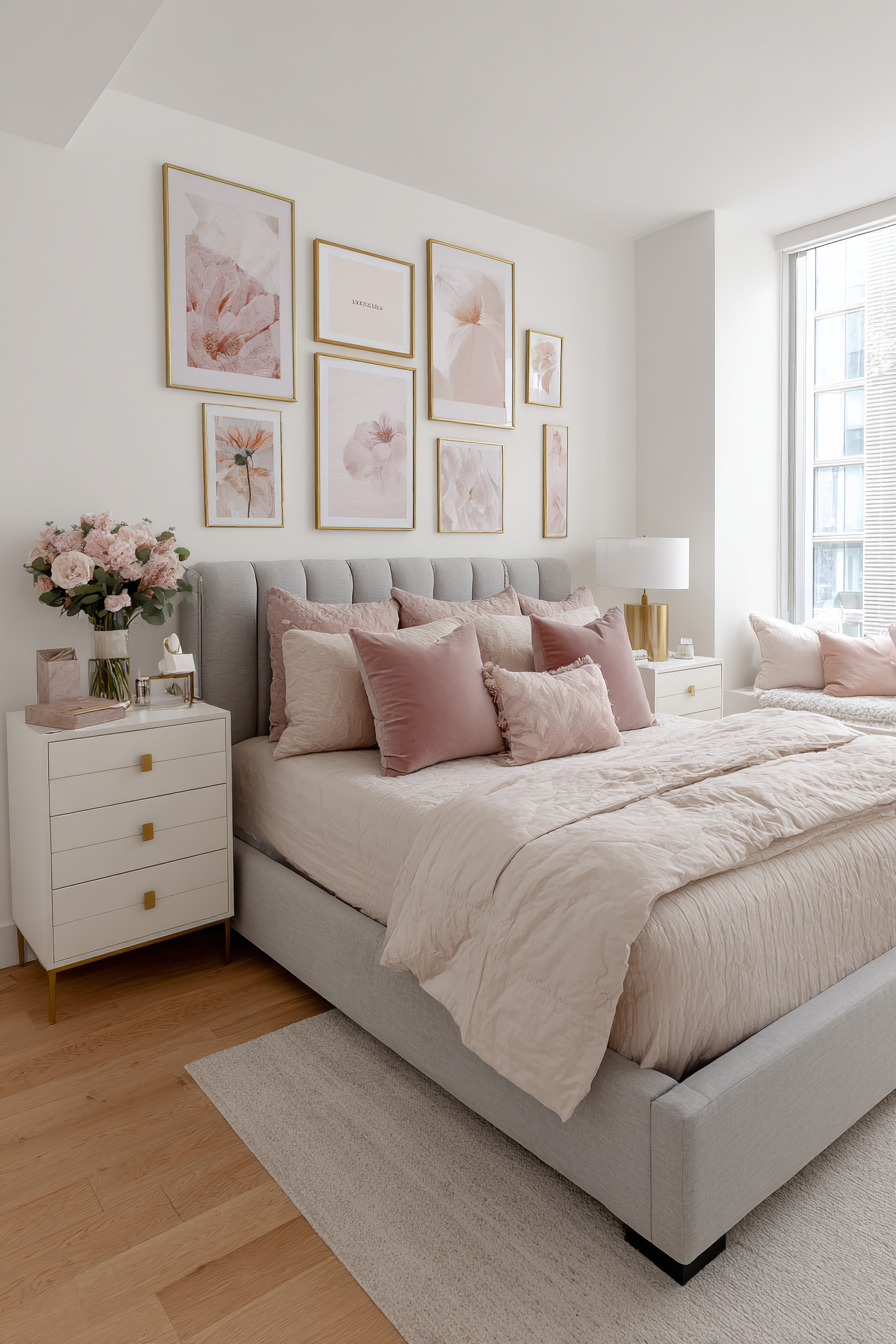 Curated Pink-Toned Gallery Wall