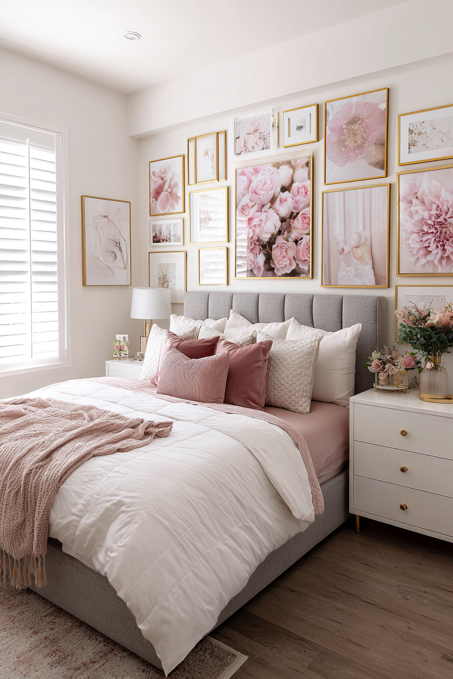 Curated Pink-Toned Gallery Wall