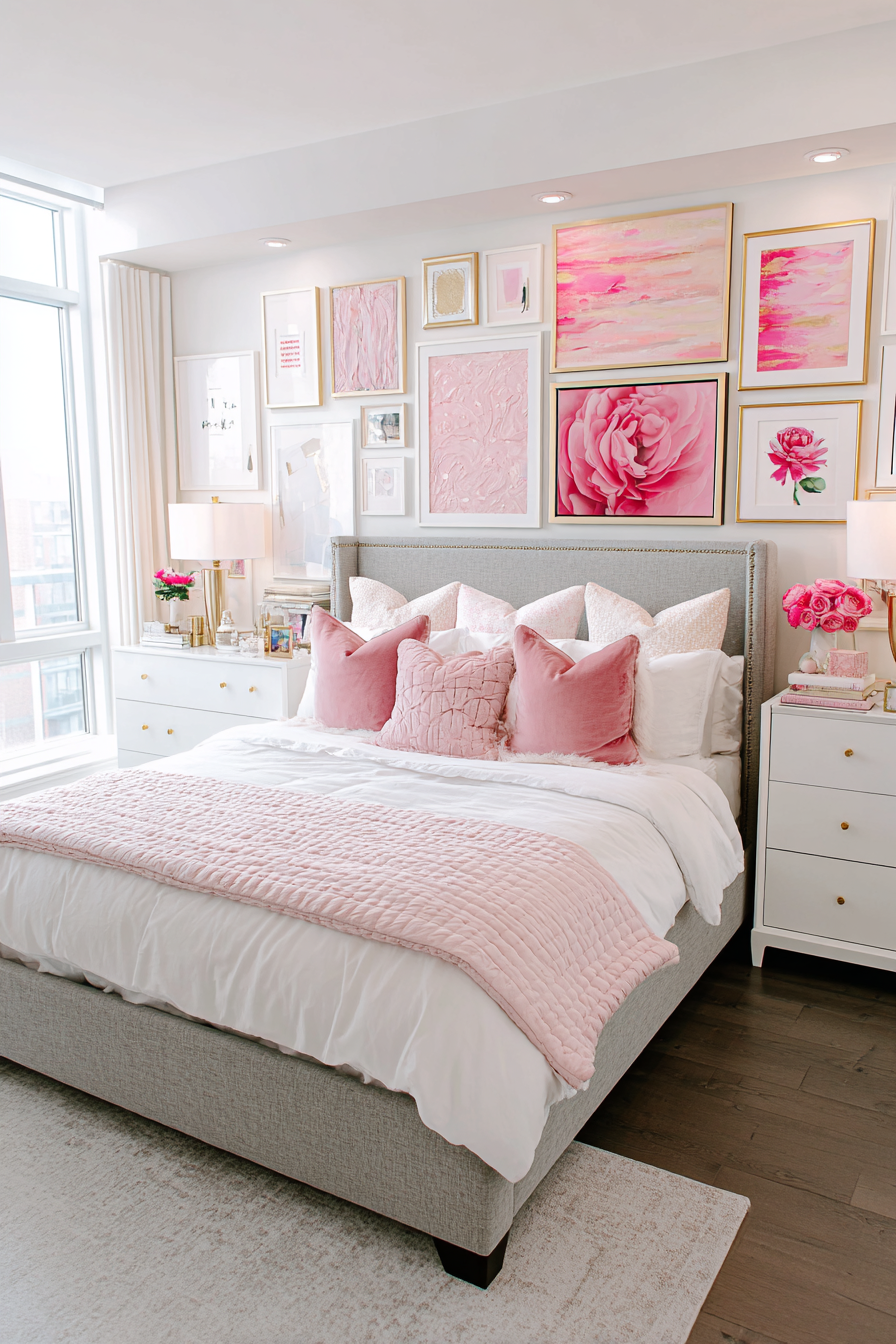 Curated Pink-Toned Gallery Wall