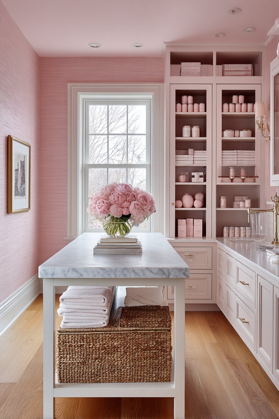 Pink Grasscloth Wallpaper Elegance