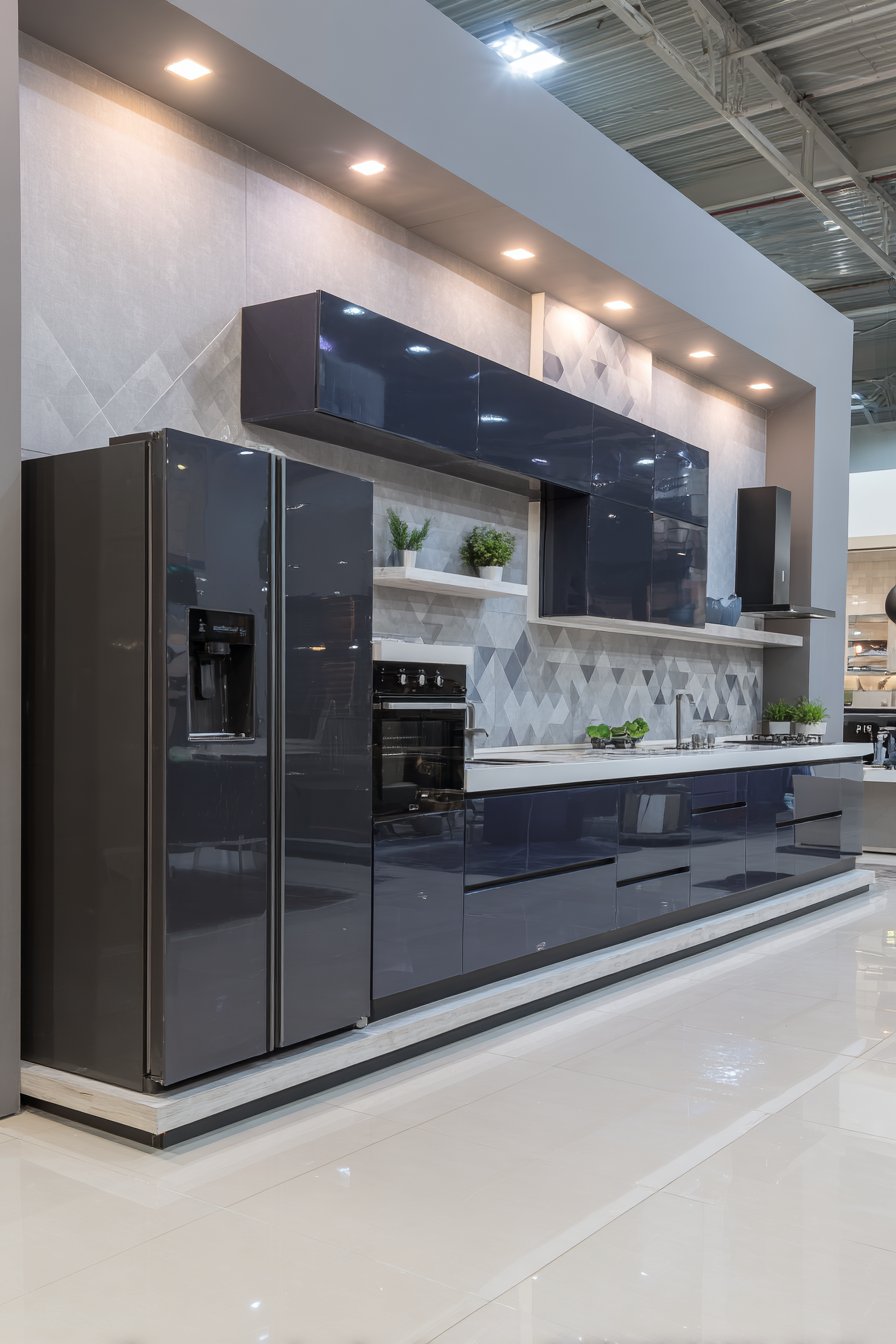 Sophisticated Navy Blue Handle-Less Design