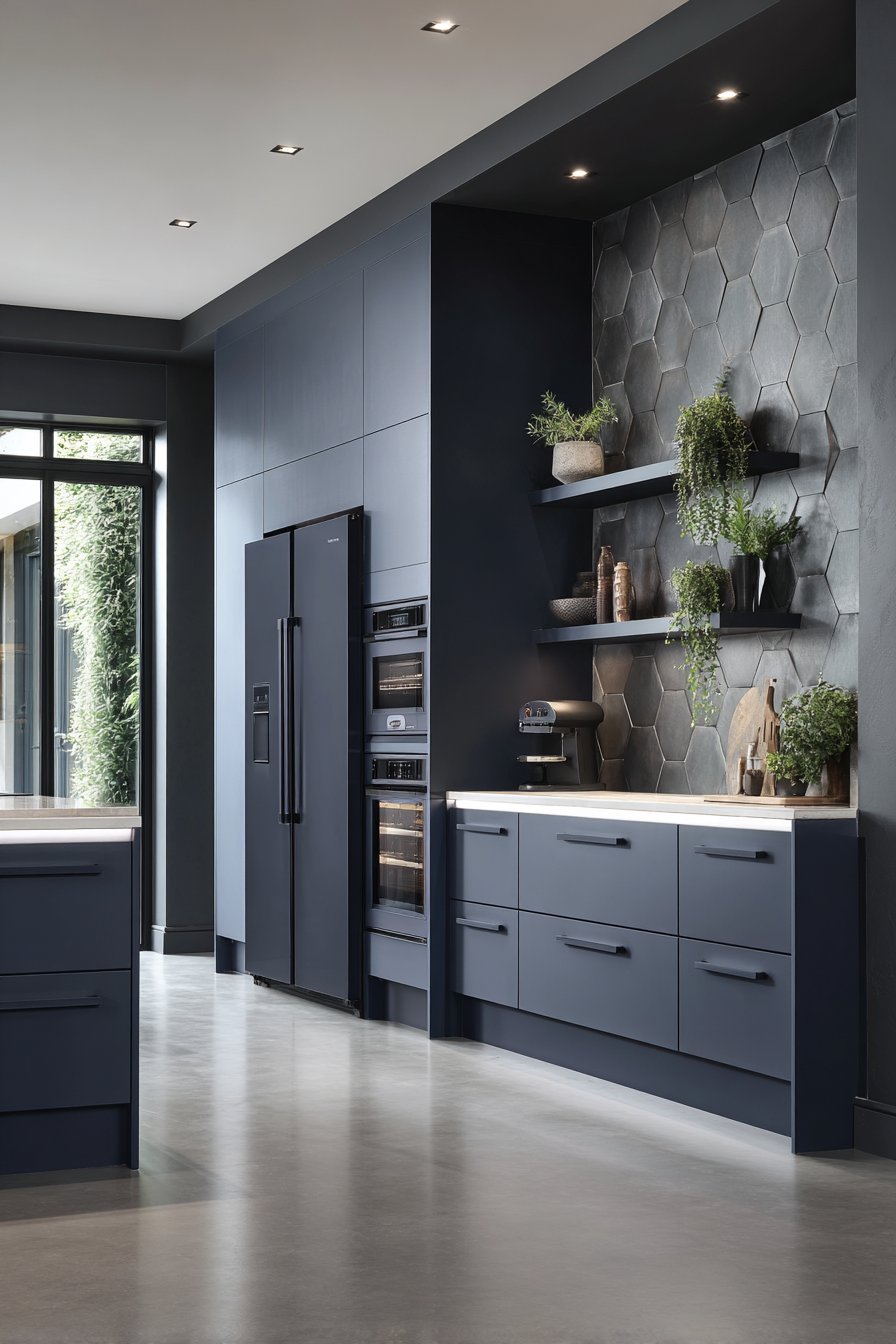 Sophisticated Navy Blue Handle-Less Design