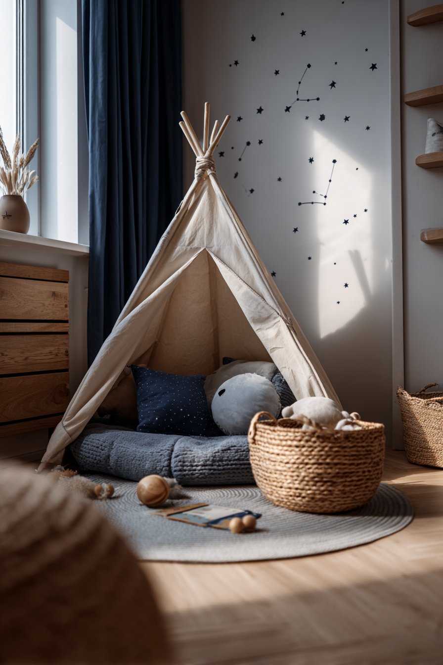 Cozy Canvas Teepee Play Corner