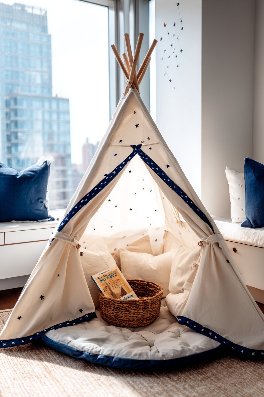 Cozy Canvas Teepee Play Corner