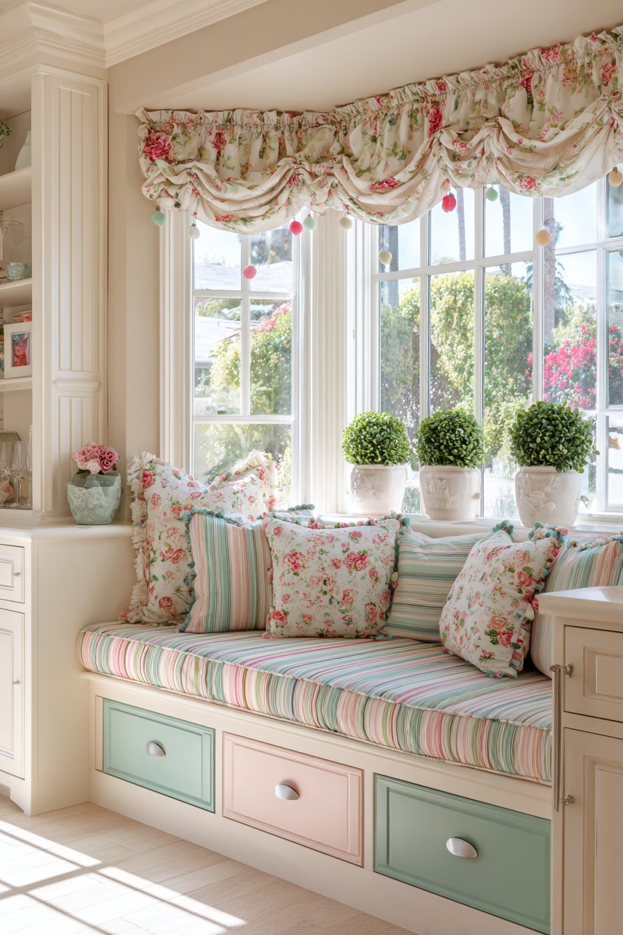 Color-Block Window Storage Bench