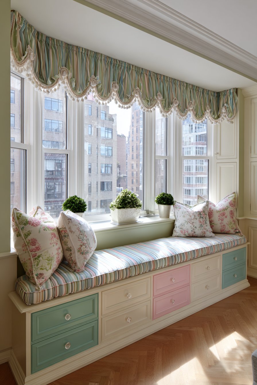 Color-Block Window Storage Bench