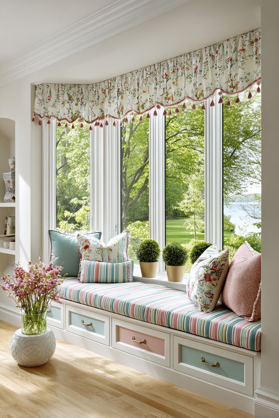 Color-Block Window Storage Bench