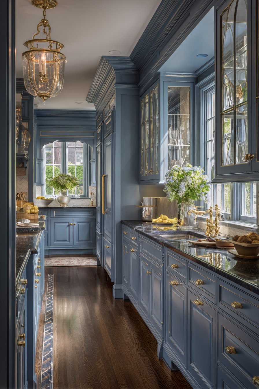 Traditional Cobalt Blue Inset Cabinet Kitchen