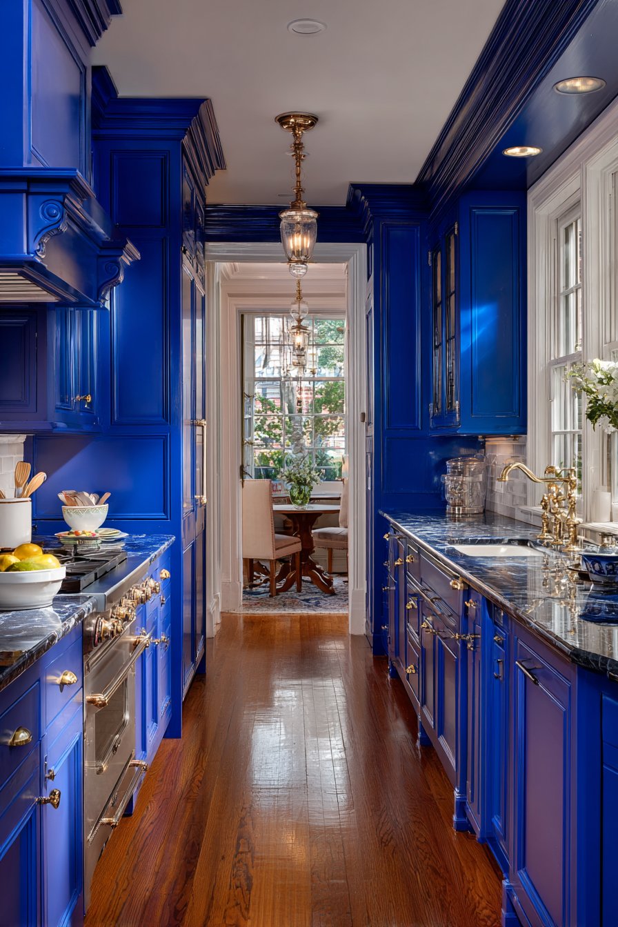 Traditional Cobalt Blue Inset Cabinet Kitchen