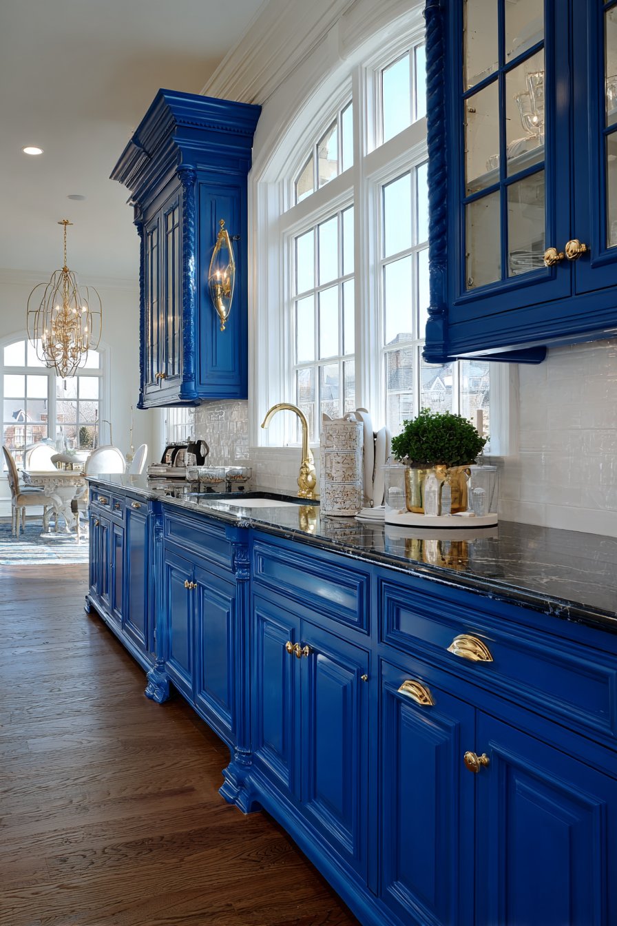 Traditional Cobalt Blue Inset Cabinet Kitchen