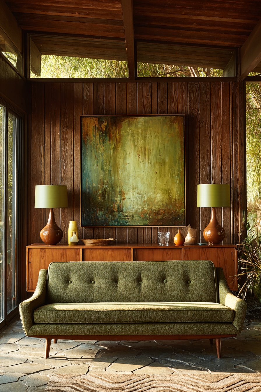 Mid-Century Teak with Avocado Green Retro Appeal