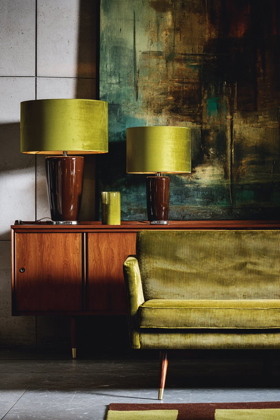 Mid-Century Teak with Avocado Green Retro Appeal