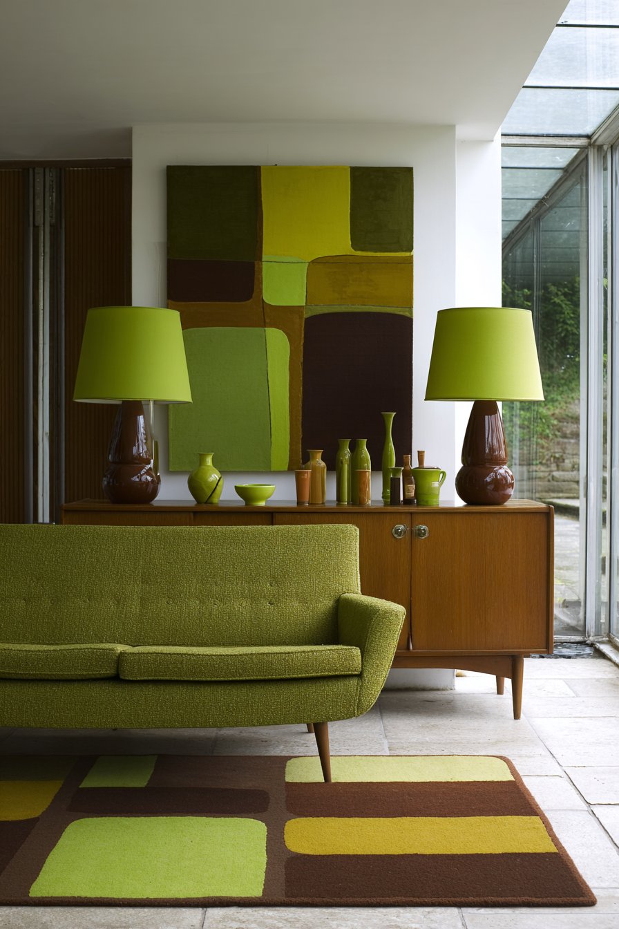 Mid-Century Teak with Avocado Green Retro Appeal