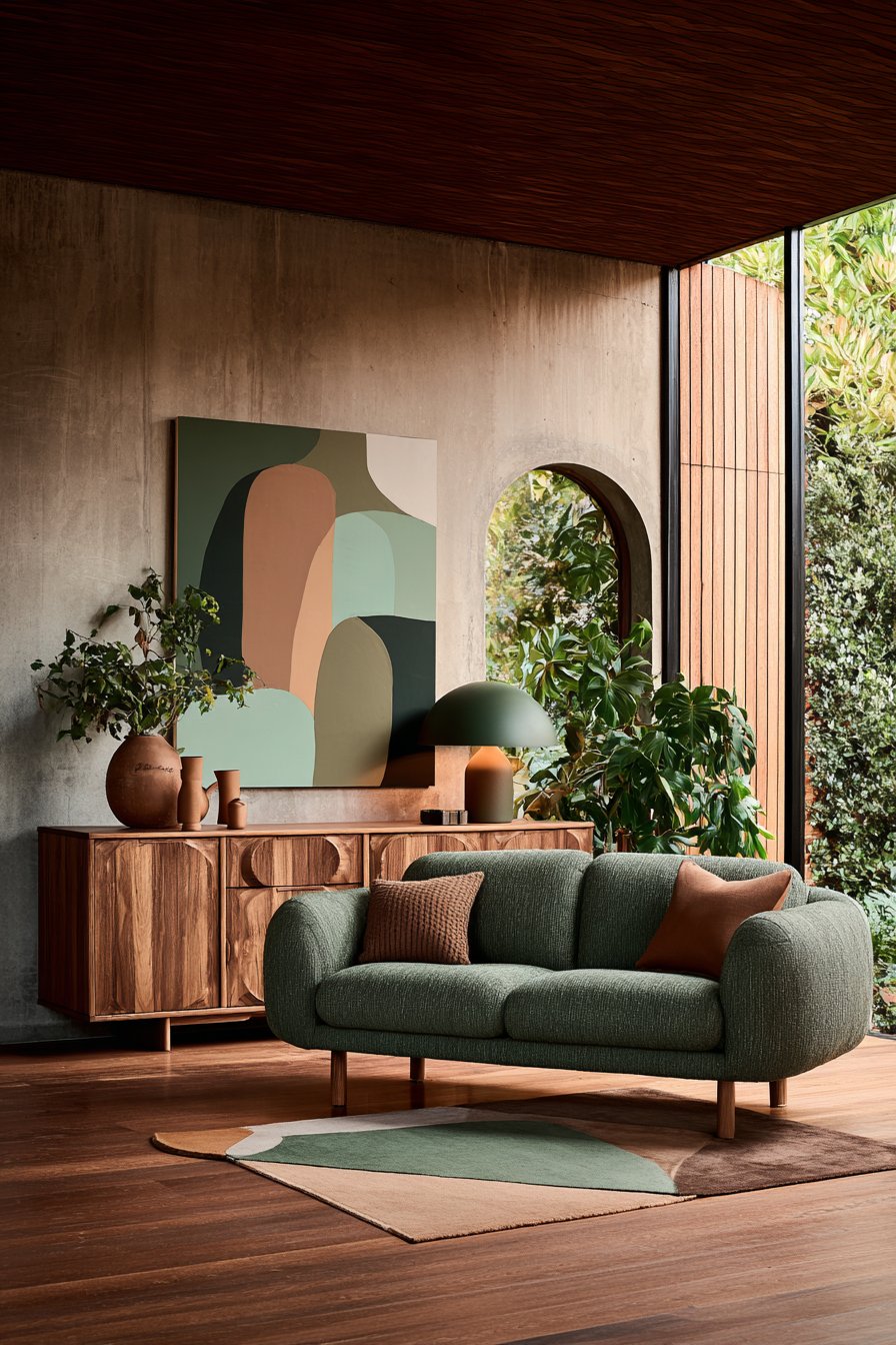 Mid-Century Teak with Avocado Green Retro Appeal