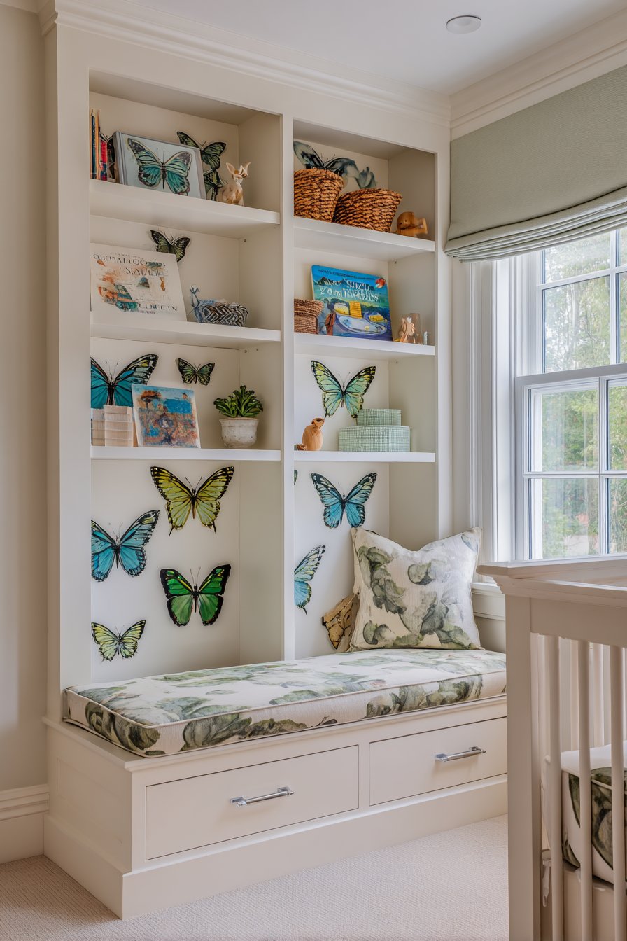 Custom Built-In with Pattern-Backed Shelving