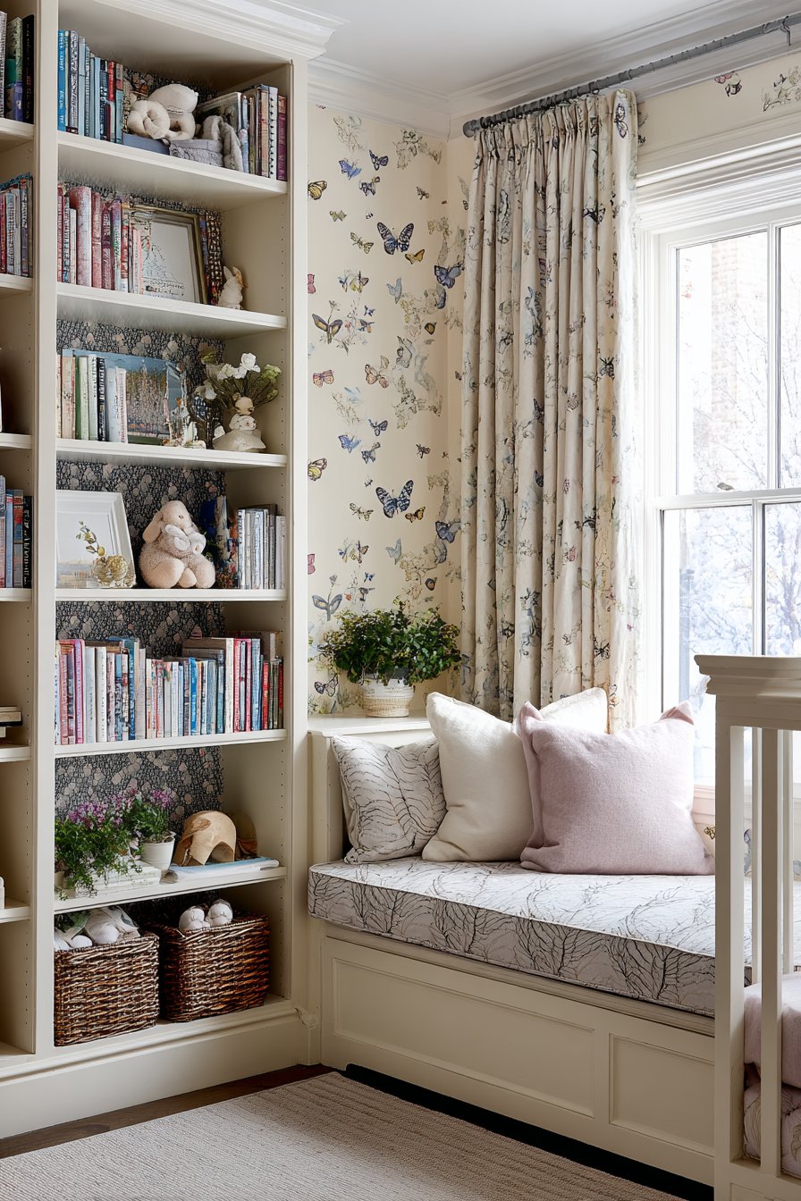 Custom Built-In with Pattern-Backed Shelving