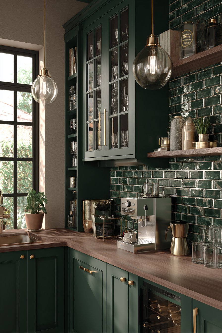 Dedicated Coffee Station in Dark Green
