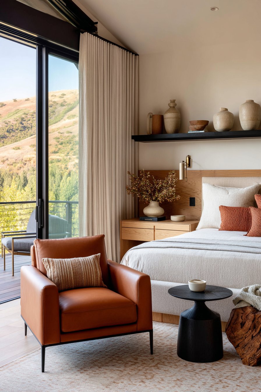 Cognac Leather Reading Nook