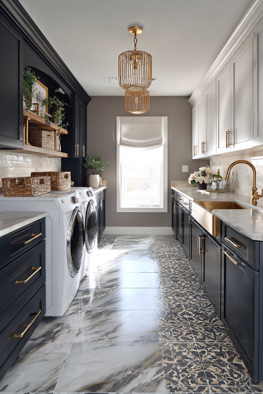 Navy and Brass Dramatic Elegance