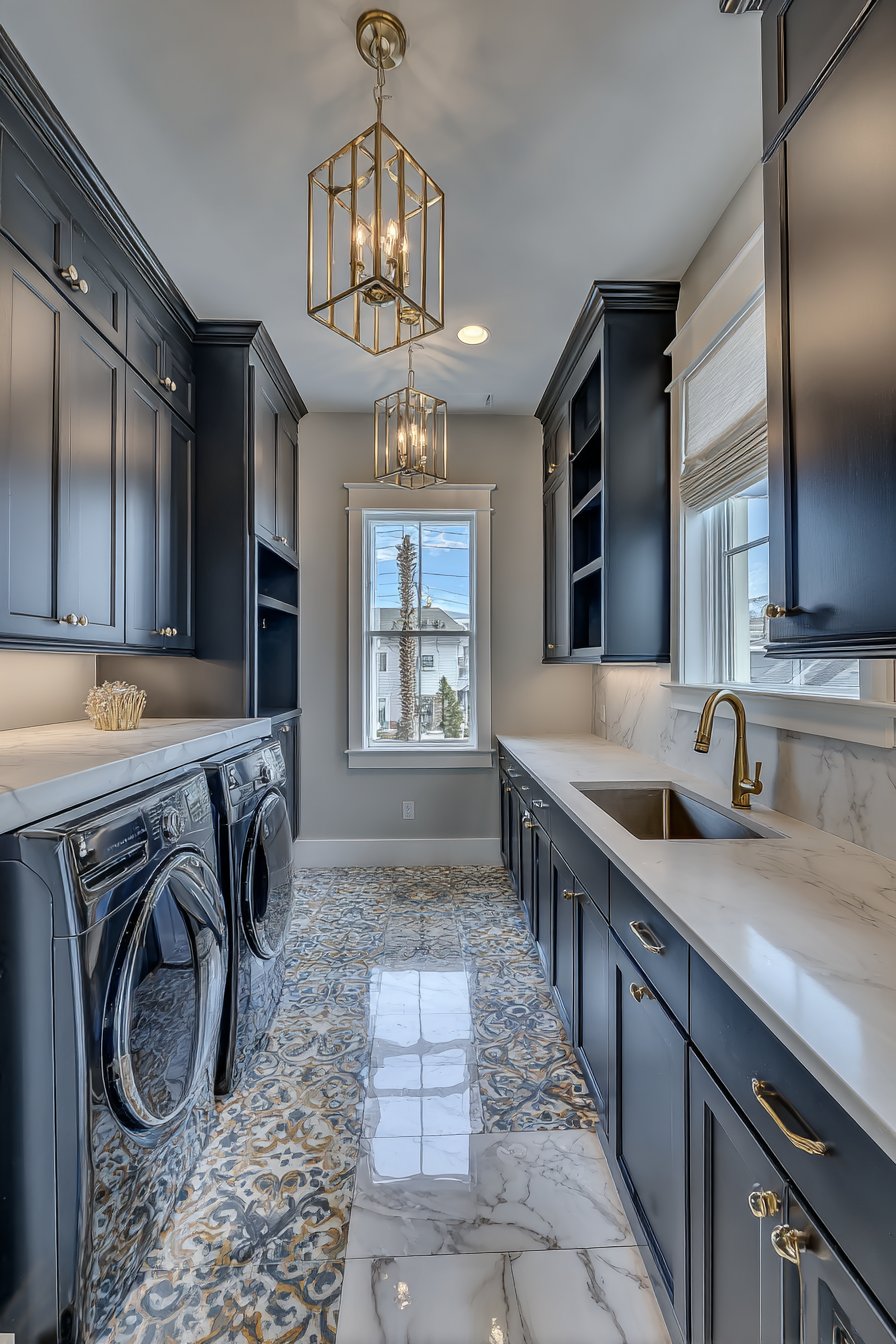 Navy and Brass Dramatic Elegance